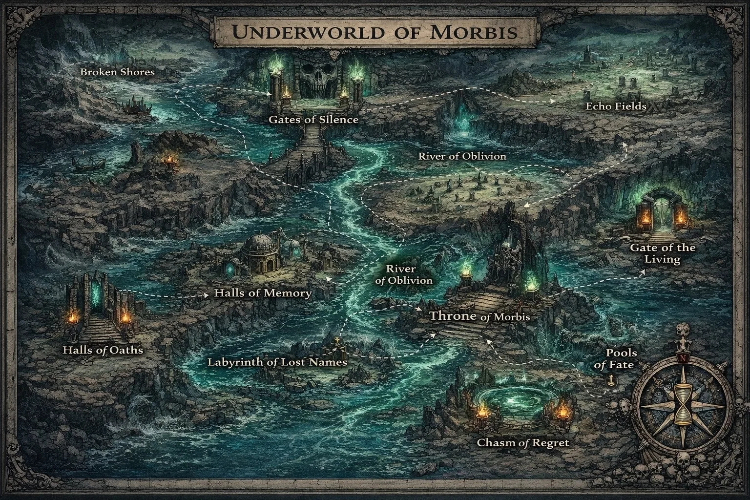 Map of the world of Rogue